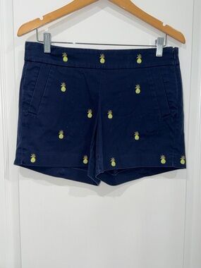 J. Crew Navy Pineapple Embroidered Women's chino  Shorts size 4